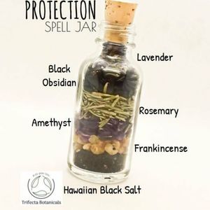 PROTECTION Spell Jar - Herbs + Crystals + Salts